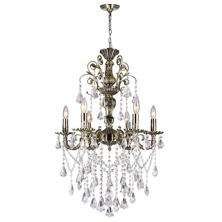 Cwi Lighting Brass 6 Light Up Chandelier With Antique Brass Finish 2011P24AB-6